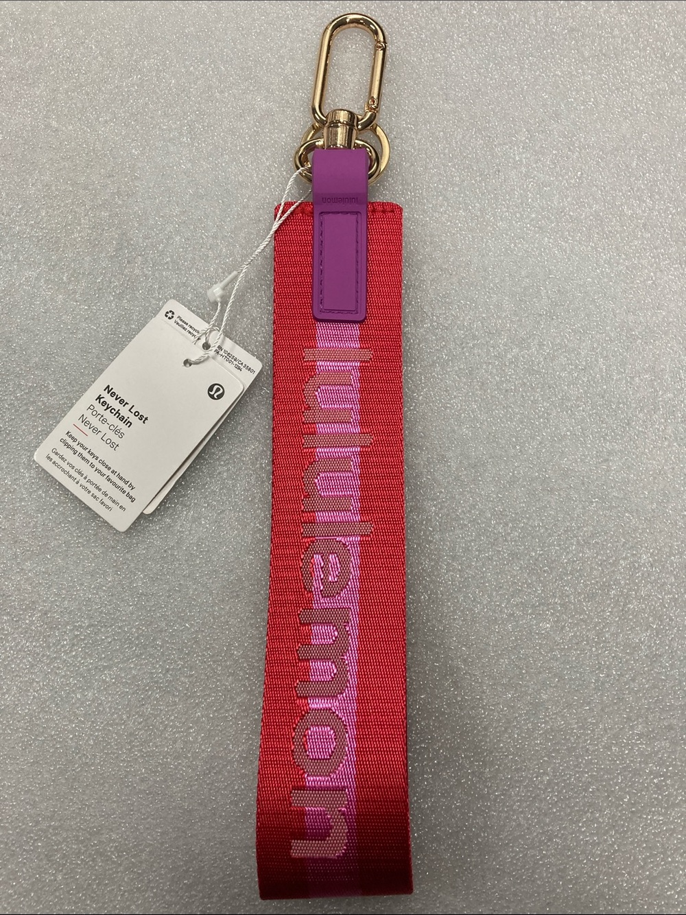 lululemon athletica Red and Purple Never Lost Keychain Wristlet